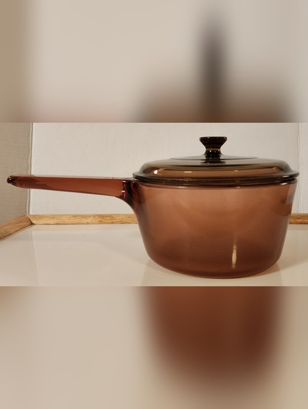 Vintage Corning Visions Amber 1.5L Saucepan with Matching Pyrex V-1.5-C Lid